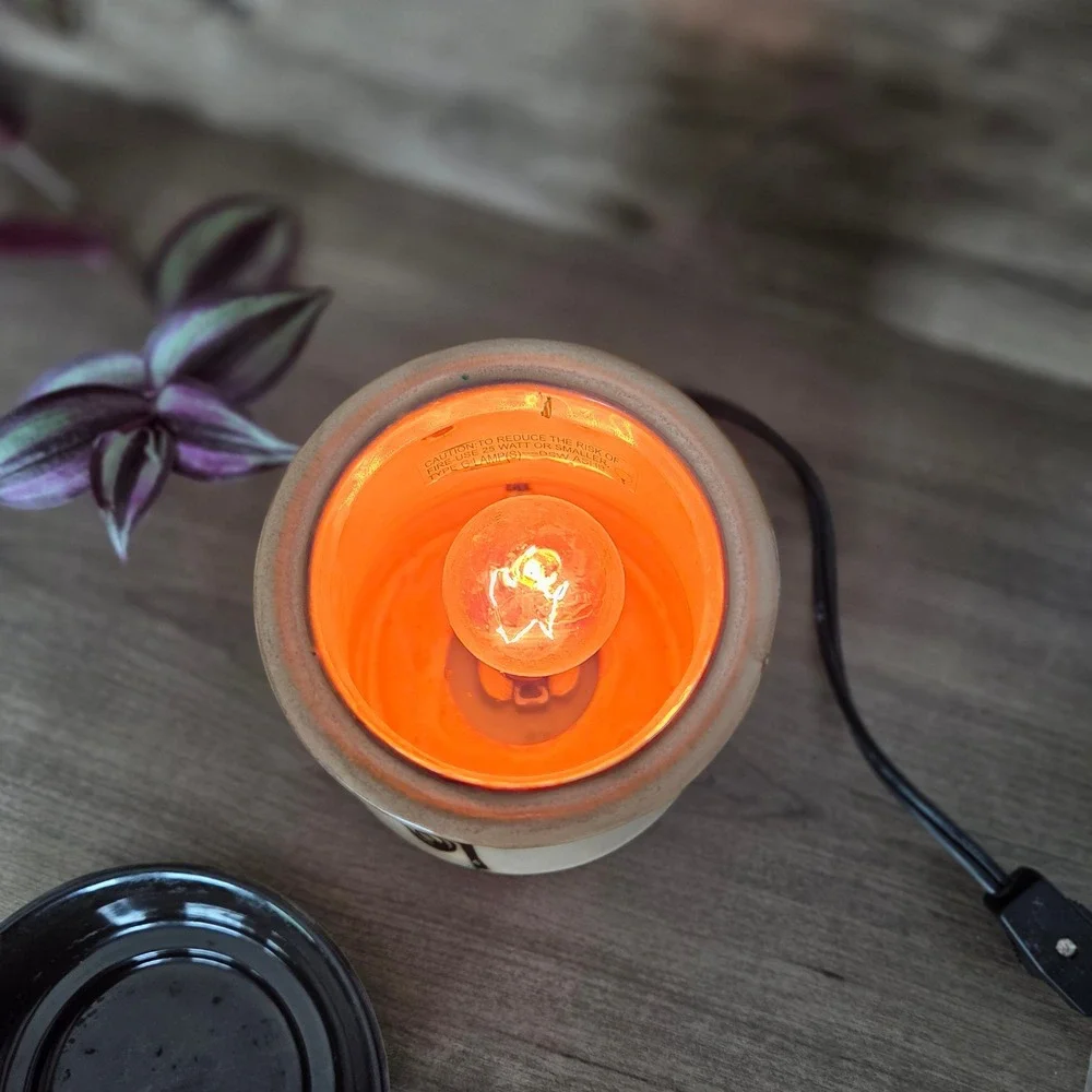 Scentsy Wax Warmer Fiona Cream Floral Electric Full Size Home Decor Boho Hippy